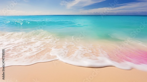 Beautiful Soft blue ocean wave on fine sandy beach