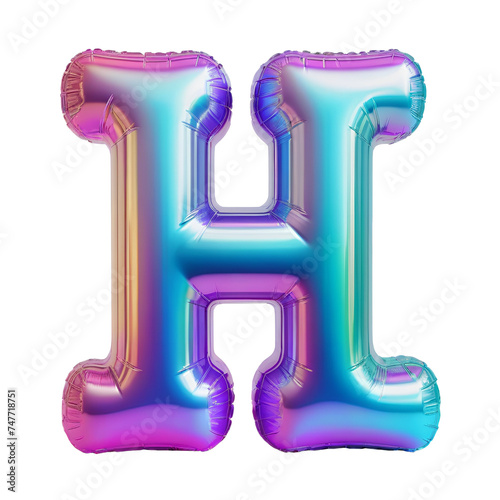 Letter H Iridescent Typeface Balloon, whimsically Inflated Alphabet Illustration (ID: 747718751)