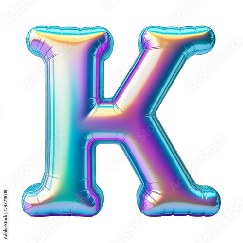 Letter K Iridescent Typeface Balloon, whimsically Inflated Alphabet Illustration (ID: 747718781)