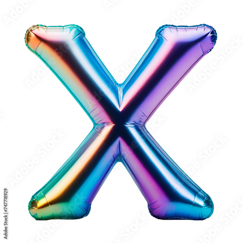 Letter X Iridescent Typeface Balloon, whimsically Inflated Alphabet Illustration (ID: 747718929)