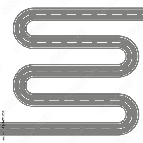 Street and road with footpaths and crossroads. Vector