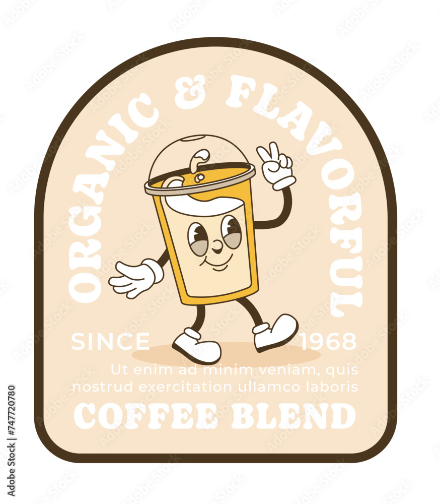 Organic and flavorful coffee blend, product label Organic and flavorful coffee blend, product label