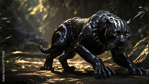 A menacing black panther