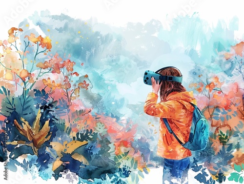 Virtual Reality Wonderland: Colorful Digital Art and Immersive Technology, Futuristic Entertainment Diving into Abstract Worlds with Virtual Reality