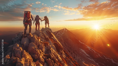 Nature's Ascent: Backpacking and Mountaineering to Reach New Peaks, Outdoor Expedition: Teamwork and Challenge in Mountain Climbing © Art Stocker