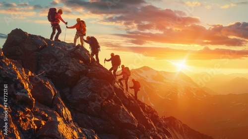 Nature's Ascent: Backpacking and Mountaineering to Reach New Peaks, Outdoor Expedition: Teamwork and Challenge in Mountain Climbing © Art Stocker