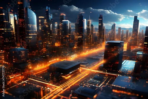 Wallpaper Mural city cityscape at night Torontodigital.ca