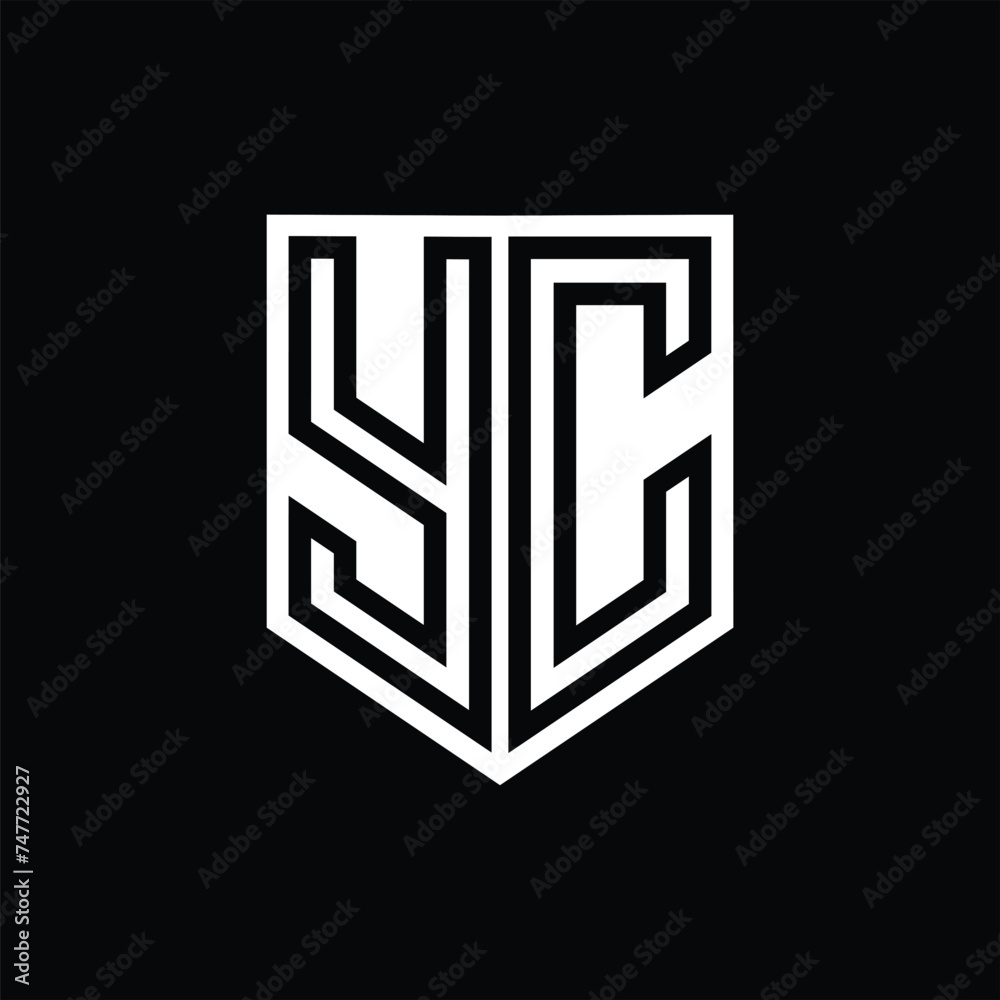 YC Letter Logo monogram shield geometric line inside shield design template YC Letter Logo monogram shield geometric line inside shield design template