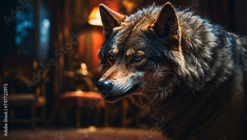a wolf in dark room hd