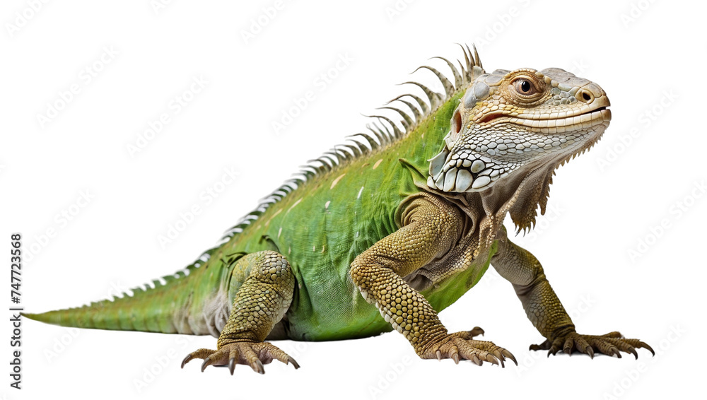 Fototapeta premium green iguana isolated on transparent background