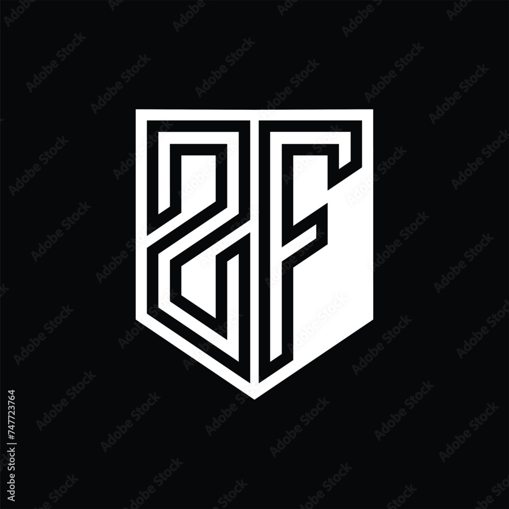 ZF Letter Logo monogram shield geometric line inside shield design template ZF Letter Logo monogram shield geometric line inside shield design template
