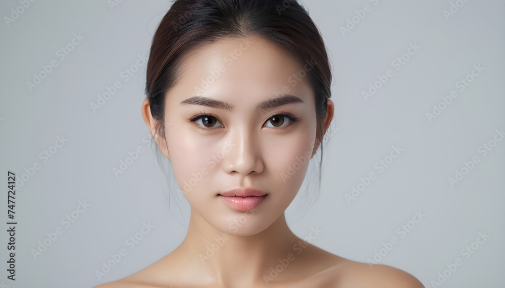 Beautiful Woman with Smooth Skin on White Background Beautiful Woman with Smooth Skin on White Background