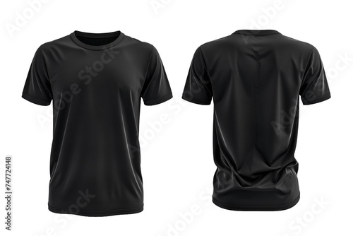 Blank Black T-shirt Front and Back View 