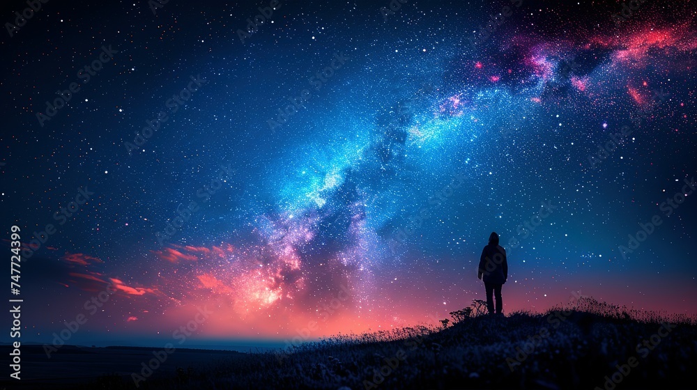 Beautiful fantasy starry night sky, blue and purple colorful, galaxy and aurora 4k wallpaper Beautiful fantasy starry night sky, blue and purple colorful, galaxy and aurora 4k wallpaper