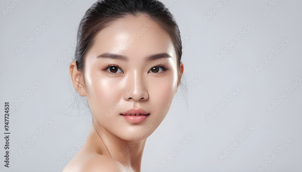 Asian Beauty Fresh Skin on White Background Asian Beauty Fresh Skin on White Background