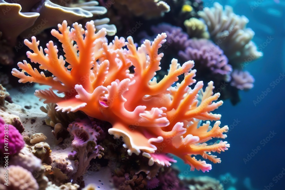 Fototapeta premium Colorful close-up view of a coral reef.