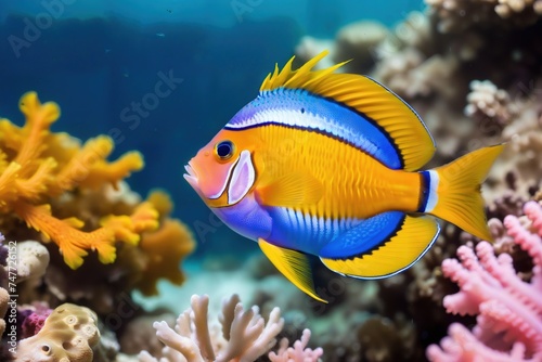 Colorful tropical fish on the background of a coral reef. © Ivan