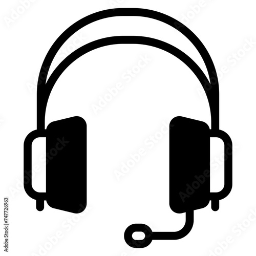 Customer service or customer support headset or headphones flat vector icon for apps and websites