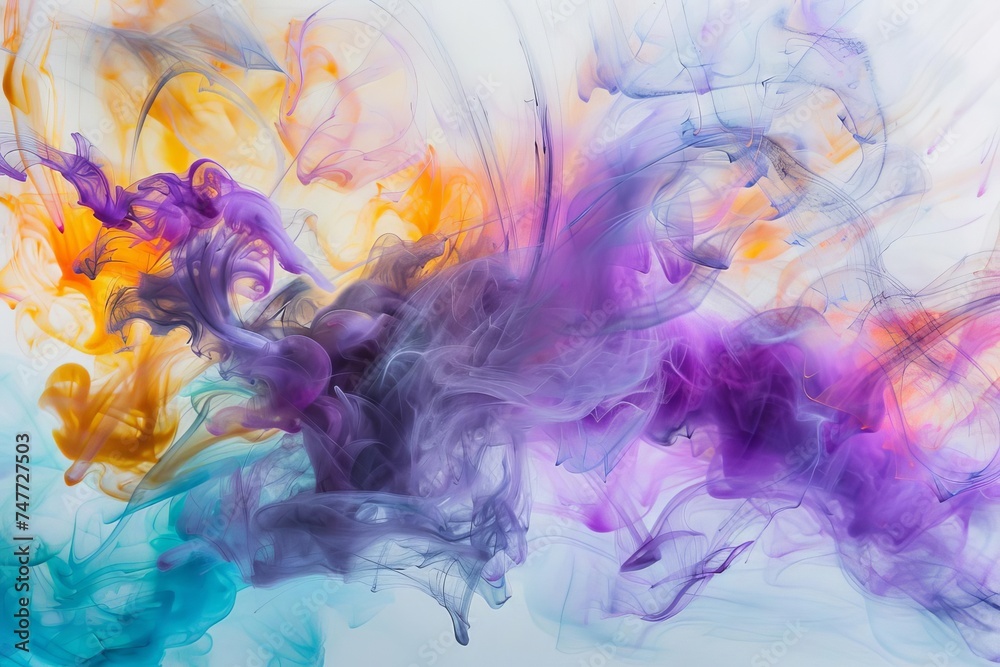 Colorful ink dynamics Artistic fluid motion - obrazy, fototapety, plakaty 