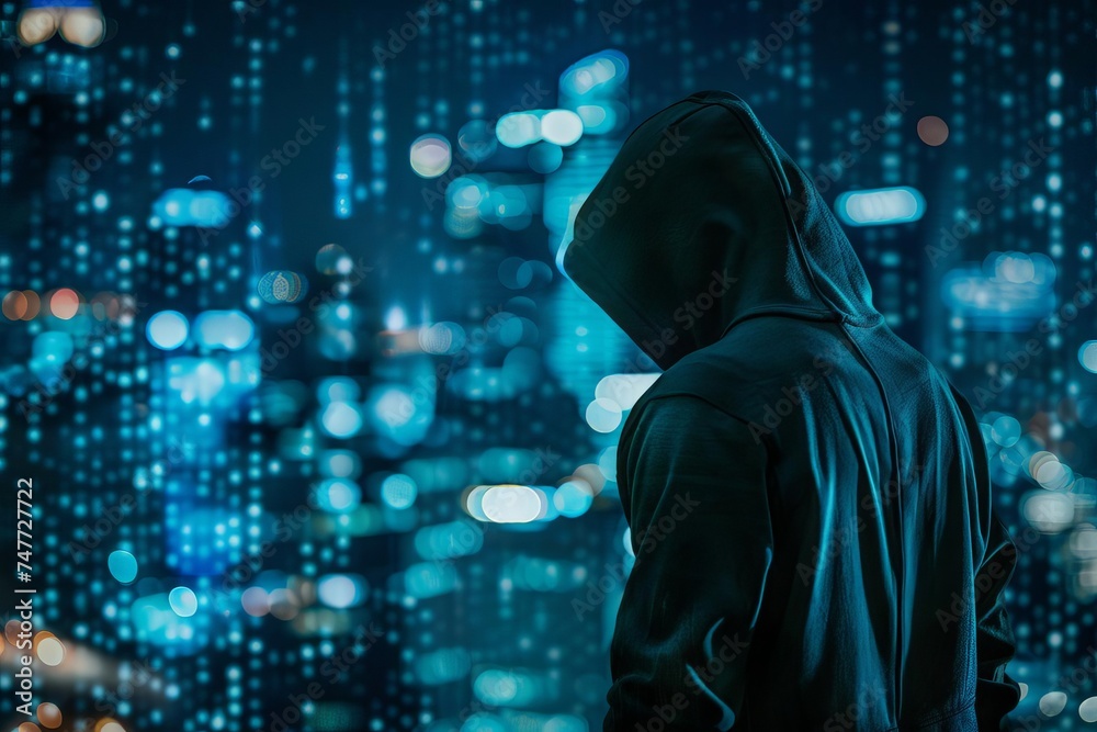 Cybersecurity expert working to protect digital information against hacking threats Cybersecurity expert working to protect digital information against hacking threats