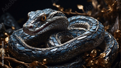 intricately detailed viper slithers photo