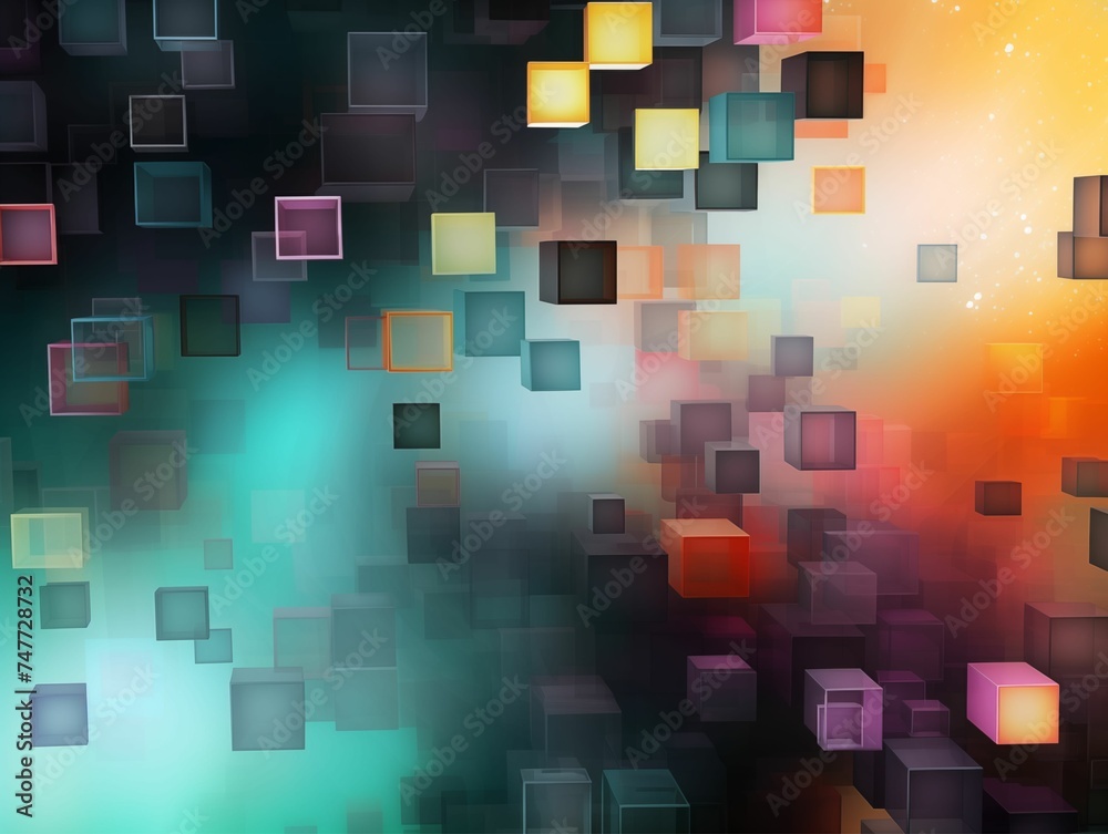 Floating 3D Cubes Abstract Background. Generative AI