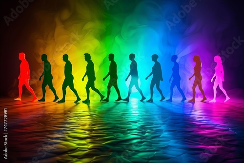 Spectrum of multicolored people silhouettes