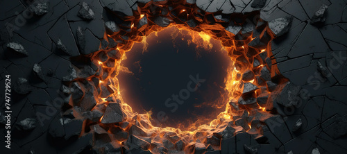 fire stone wall hole crust, rock, flame, burn 54 photo