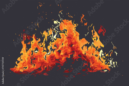 Fire flames on black background. fire on black background isolated. fire patterns