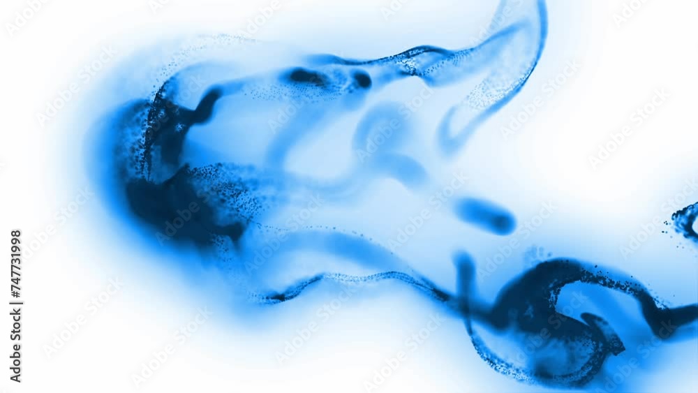 Blue ink or other fluid cloud spreading on white surface. Motion graphic animation Blue ink or other fluid cloud spreading on white surface. Motion graphic animation