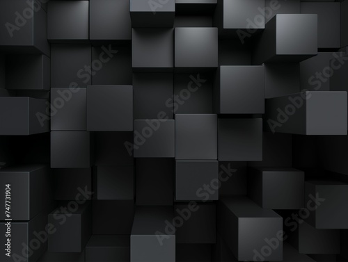 Dark Grey Cubes Abstract Background. Generative AI