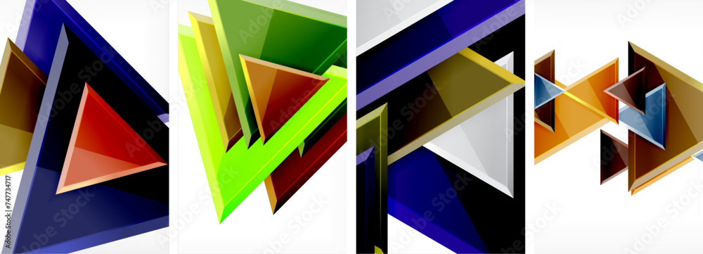 Triangle composition poster background set for wallpaper, business card, cover, poster, banner, brochure, header, website Triangle composition poster background set for wallpaper, business card, cover, poster, banner, brochure, header, website