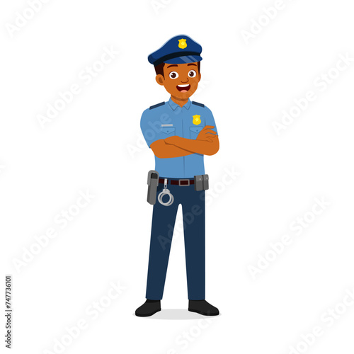 police man standing with arm folded