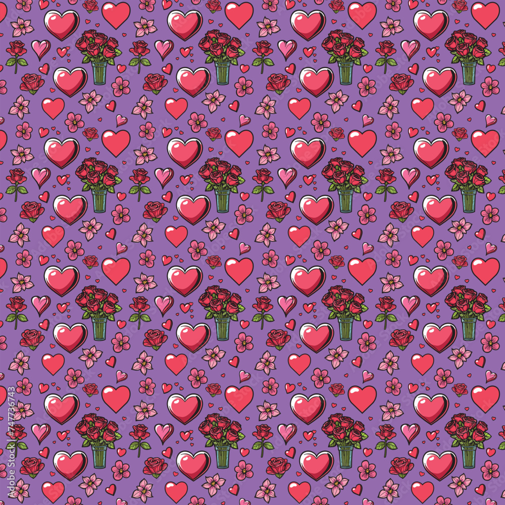 The Art of Gifting: Rose and Heart Patterned Paper Designs. Vector collection brings Valentine's Day to life with adorable hearts and a medley of roses and flowers The Art of Gifting: Rose and Heart Patterned Paper Designs. Vector collection brings Valentine's Day to life with adorable hearts and a medley of roses and flowers