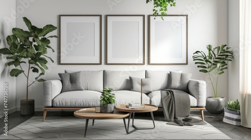 sofa with blank poster design