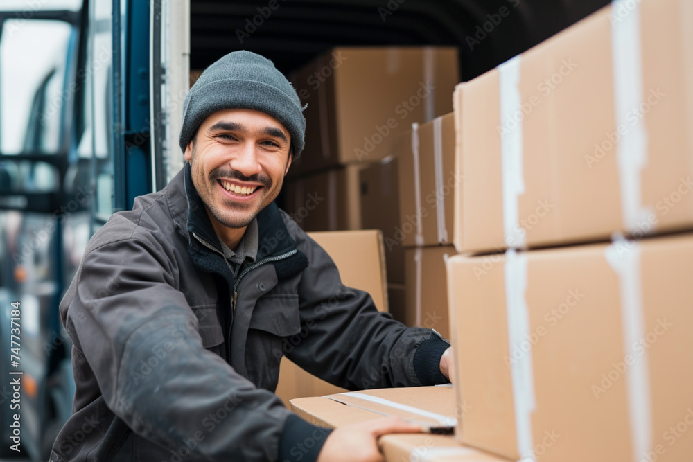parcel delivery man working bokeh style background parcel delivery man working bokeh style background