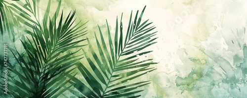 Palm sunday soncept illustration, Generative AI watercolor background