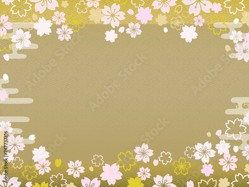 和風の桜の壁紙①金色風横