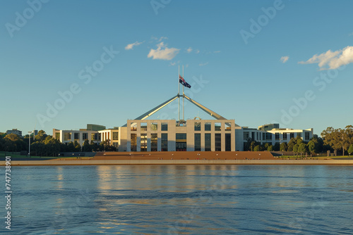 parliament building by the lake