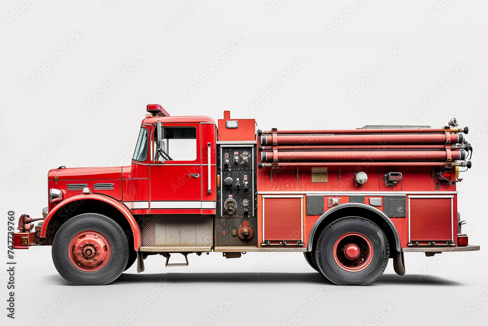 Fire truck on white background