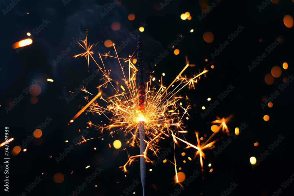 Obraz premium cold firework on black background