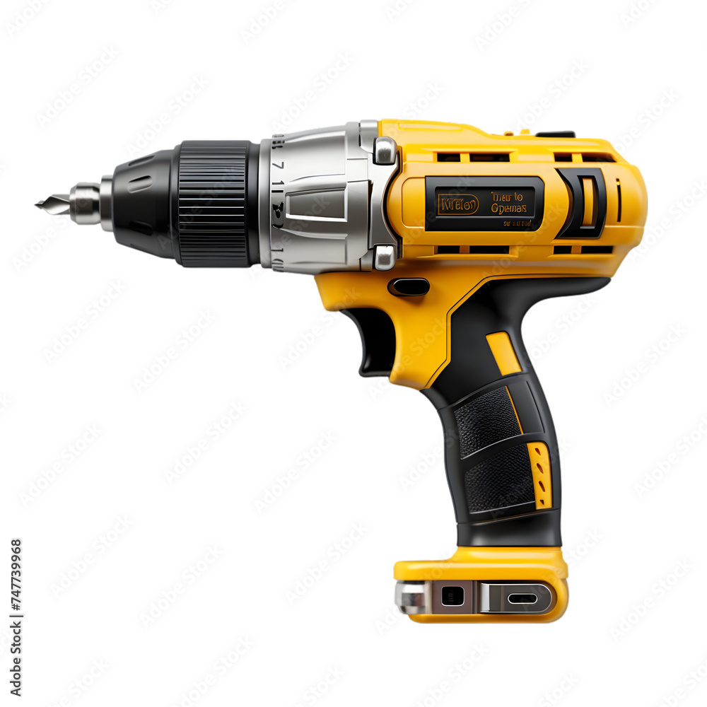 Cordless drill on transparent background png file