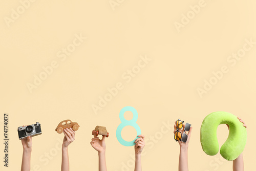 Female hands with paper fig...