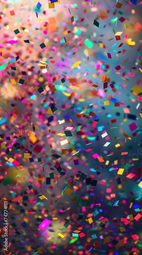 Celebration and colorful confetti party. Blur abstract background