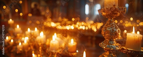 Candles in a Christian Orthodox church background