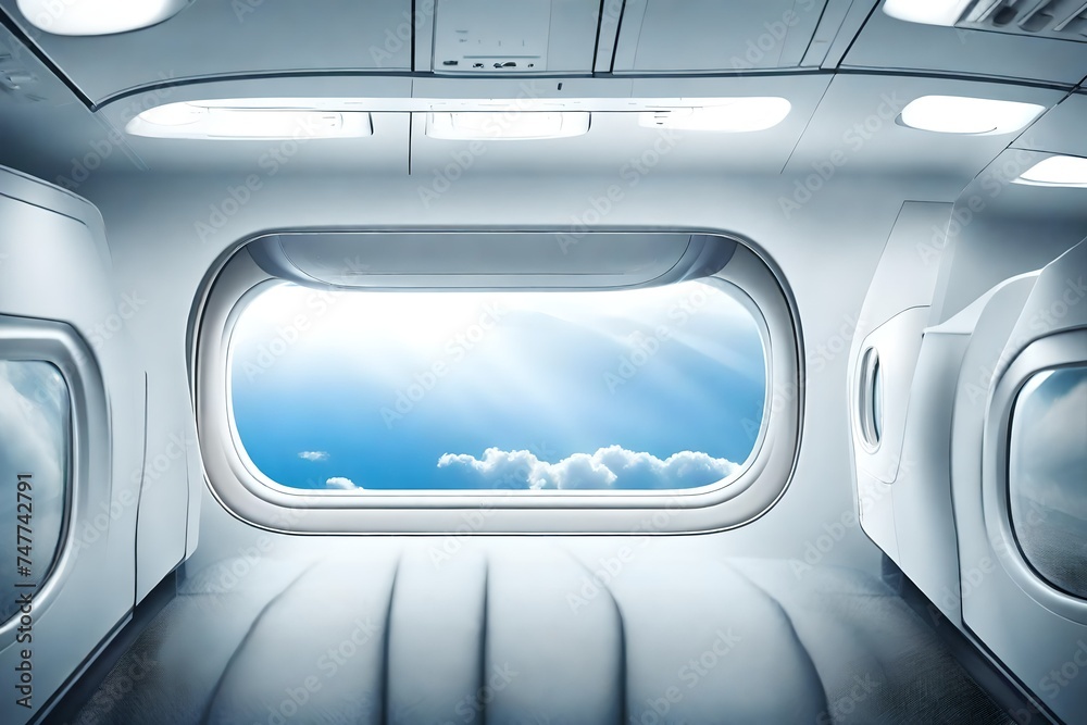 Airplane window with copyspace on plastic wall Airplane window with copyspace on plastic wall
