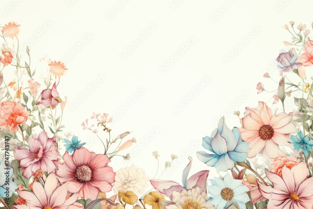 Obraz premium A background of watercolor flowers with a clean area for text