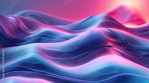 Abstract futuristic background with blurry glowing wave and neon lines