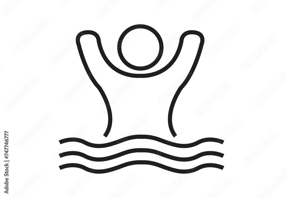 Obraz premium Line Art Swimming and water Symbol. Editable Clip Art