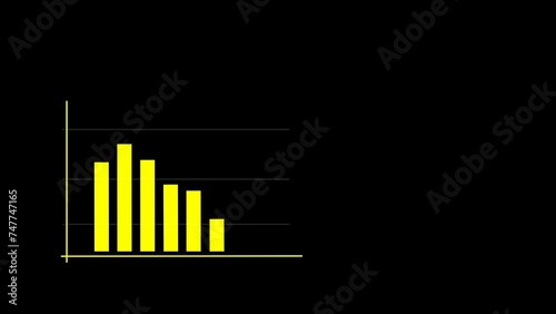 The traffic statistics curve is decreasing. Business infographic showing descending bar statistics and financial business diagram.